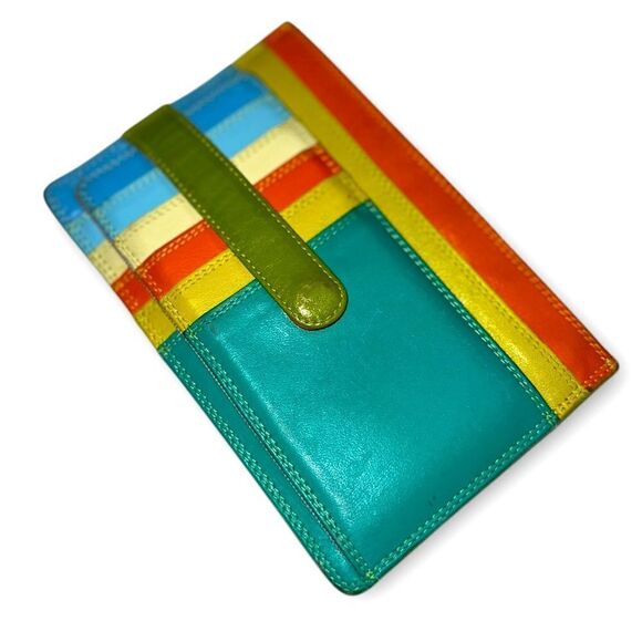 Multicolored Mywalit butter soft leather bifold credit card holder and zip purse - Picture 1 of 10